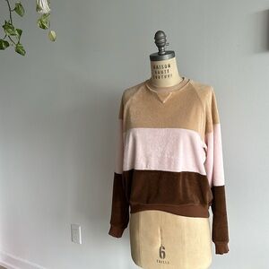 DONNI. Terry Tri-Color Crew Sweatshirt Size XS